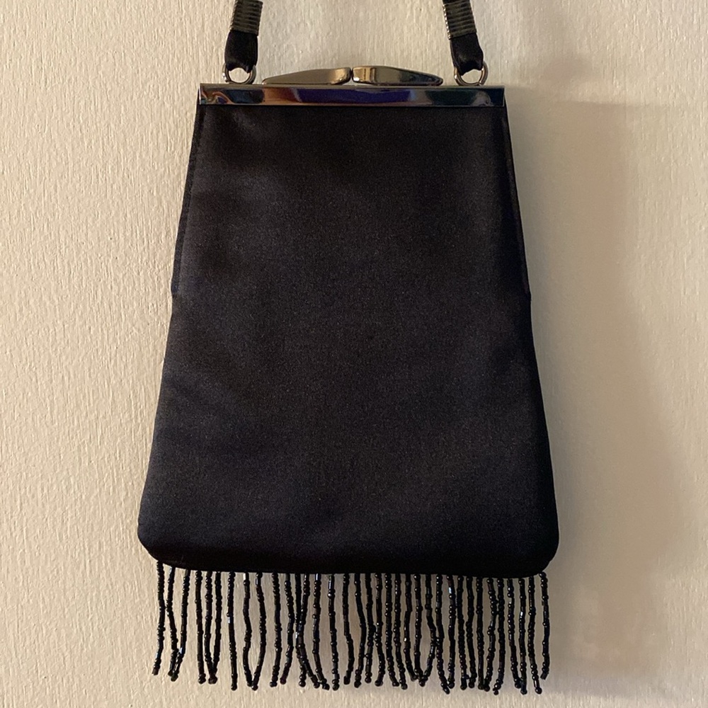 Small dainty beaded black bag purse clutch